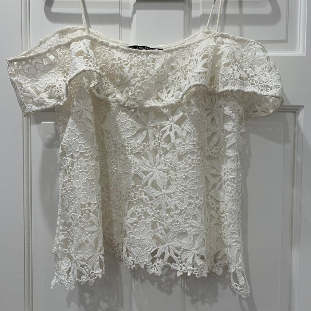 Zara Flower Low Shoulder Top